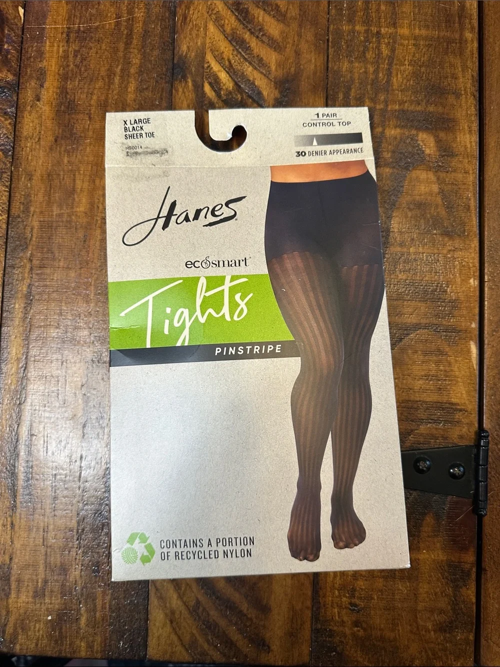 NWT Hanes EcoSmart Pinstripe Control Top Tights Black - XL
